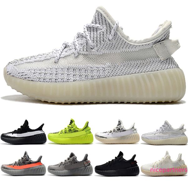 

sneaker men women running shoes for kids yougth kanye west zebra cream white black boys girls trainers outdoor sport sneakers size 26-35