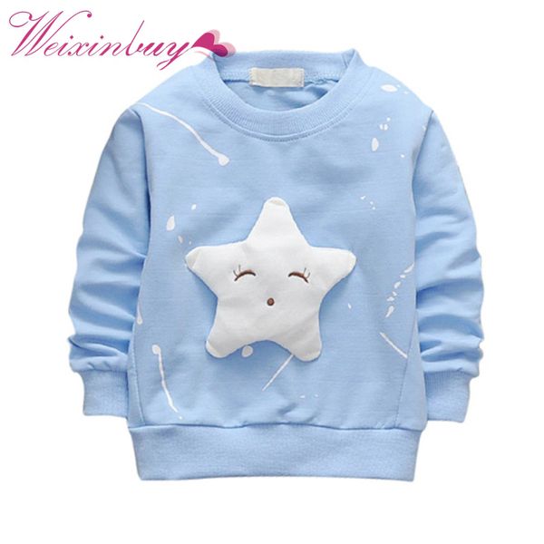 

children's t-shirts cotton long sleeve sweatshirt star pattern casual pullover kids boys girls clothing, Black