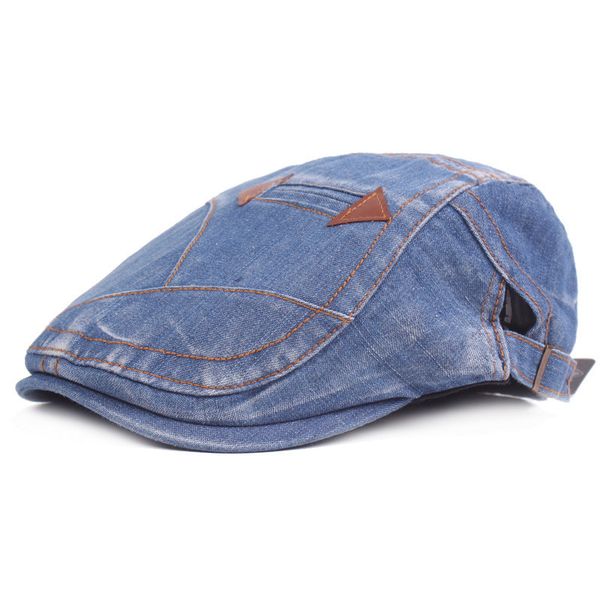 

cowboy baker berets duckbill golf cabbie hat men women washed flat cap kapelusze damskie na lato bone masculino baret, Blue;gray