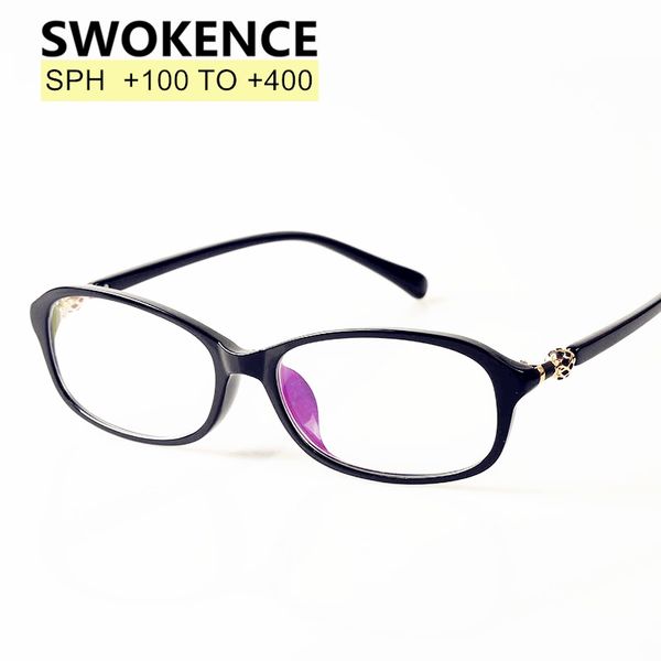 

swokence sph +100 to +400 anti-fatigue reading glasses women brand designer high end elegant business presbyopic eyeglasses r101, White;black