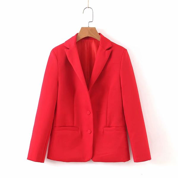 

women elegant notched collar suit blazer red colors long sleeve outerwear office lady work wear baisc chic, White;black