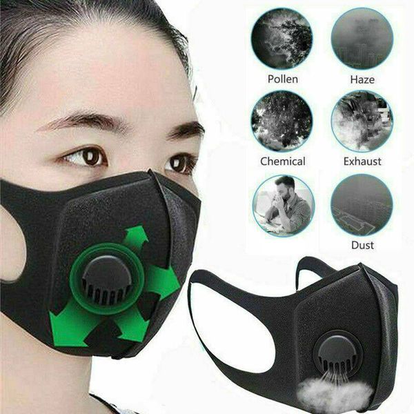 

Sponge Face Mask Filter PM2.5 Air Pollution Anti Dust and Nose Protection Reusable with Breathing Valve Mouth Face Mask Man Woman