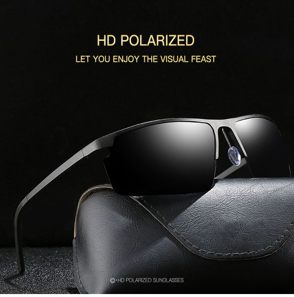 

дизайнерские очки мужчины поляризованный hd вождения солнцезащитные очки красочные покрытия уф-защита mg-al сплав моды кадр роскошные очки с, White;black