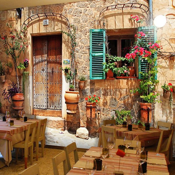 Stile Europeo Small Town Vintage Wallpaper Restaurant Cafe creativo decorazione 3D per parete Fibra vegetale Fresco non tessuto Wallpapers