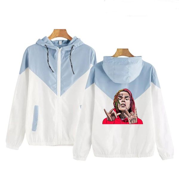 

2020 summer 6ix9ine jackets light hoodies men/women casual long sleeve jackets hip hop waterproof sunscreen hooded streetwear, Black