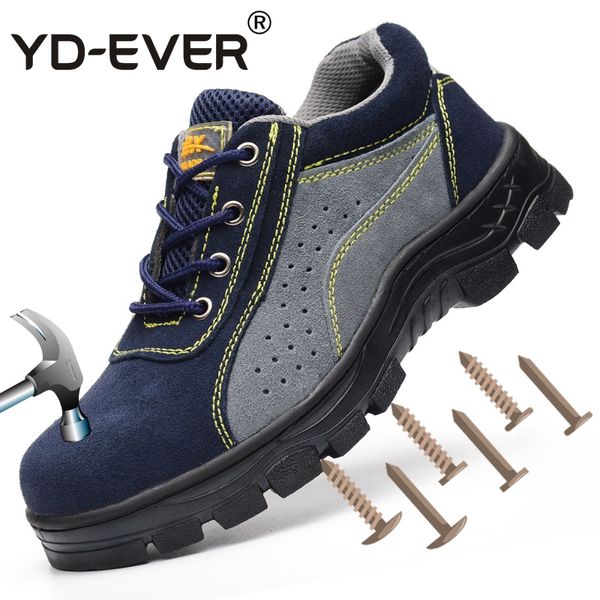 

yd-ever work boots men steel toe suede leather breathable casual shoes labor insurance safety shoes sneakers, Black