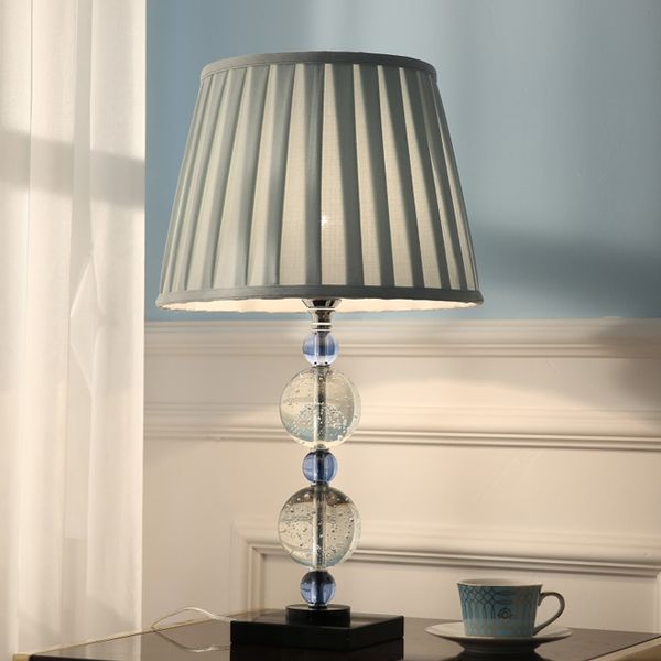 2019 Contemporary Crystal Table Lamps Fabric Lampshade Desk Light Luxury Hotel Villa Desk Lighting Bedroom Study Room Bedside Led Table Light From