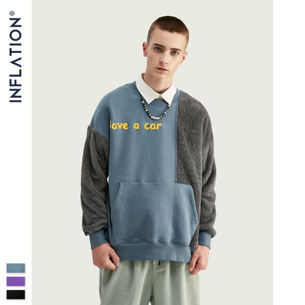 

inflation coral fleece pullover men sweatshirt warm male sweatshirt loose fit couple korean style men 9655, Black