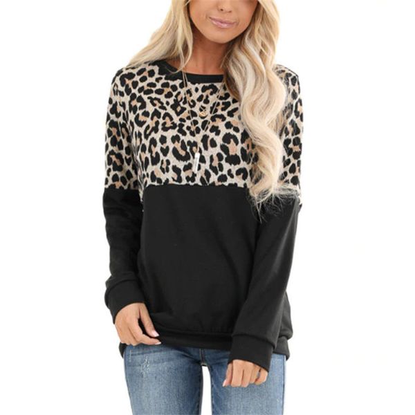 

женская leopard printed дизайнер tshirts щитовые контраст цвет женский tops вскользь o шеи womens apparel, White