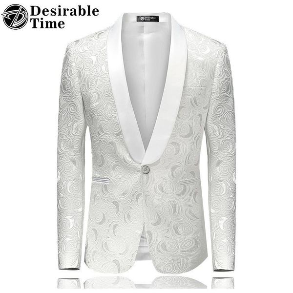 

wholesale- mens floral printed blazer jacket stage costumes for singers 2017 fashion shawl collar men slim fit blazer white dt480, White;black