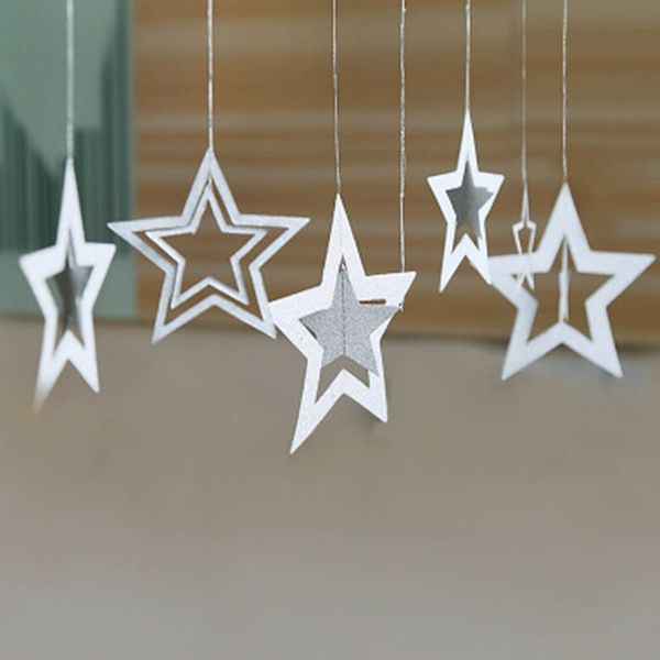2017 Set Christmas Decorations Hollow Star Hanging Pentagram Bar Ceiling Home Ornaments Xmas Party Christmas Decor Christmas Lawn Ornaments Christmas