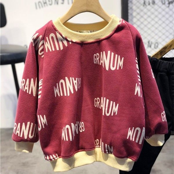 

fashion sweatshirt for girls autumn winter kids boy fleece thicken warm letter printed hoodies baby girl boy clothes wholesale, Blue