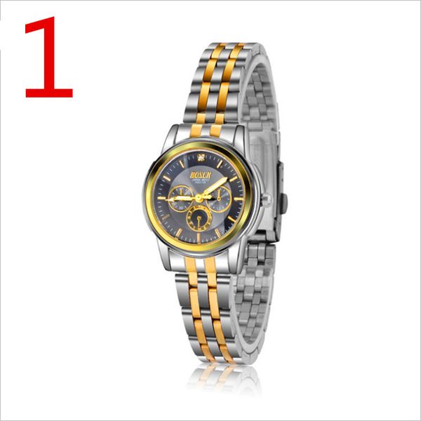 

the latest men's watch business calendar fashion stainless steel non-mechanical quartz watch, Slivery;brown