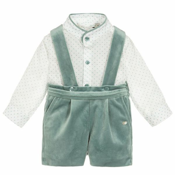 

children boutqiue clothing set girl long sleeve velvet spanish clothes hats boy white shirt strap pant kids baby birthday outfit t200707