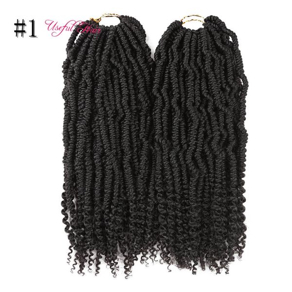 

fluffy passion twist crochet hair for women 18 crochet braids 12roots synthetic braiding hair bomb nubian bounce twist, Black