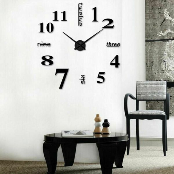 

3d large wall clock mirror sticker big watch sticker home decor unique gift diy wall digital clock
