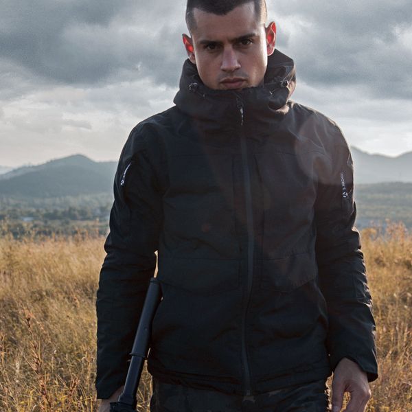 

winter plus velvet warm 3 in 1 waterproof windbreaker coat men outdoor training hiking windproof tactics jacket clothes, Blue;black