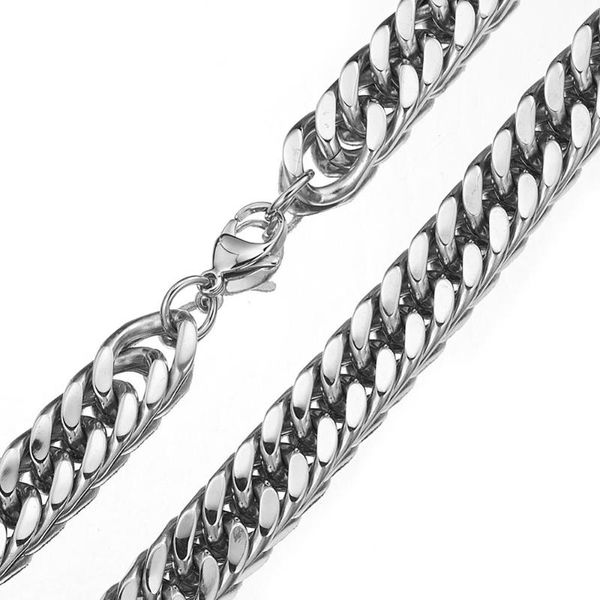 

fashion 316l stainless steel silver color double cuban curb link chain mens womens necklace or bracelet unisexs hip-hop gift