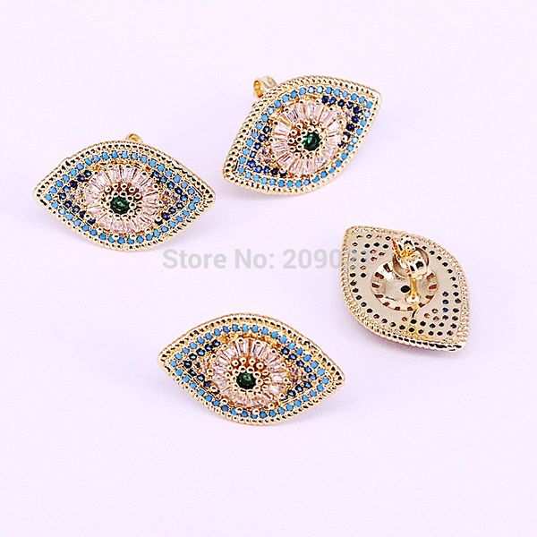 

6pairs fashion eye shape sparkly cubic zirconia stud earrings charm jewelry for women t7190617, Golden;silver