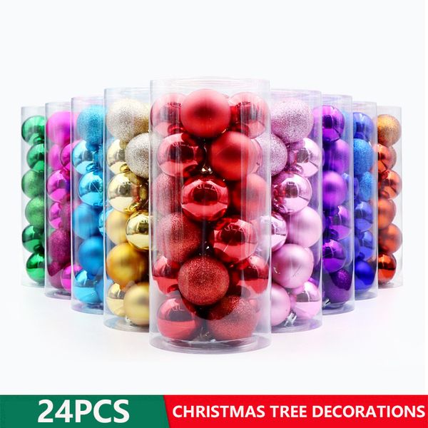 

christmas ball 24 3cm4cm6cm8cm barrel color ball plastic plating ball christmas tree decorations