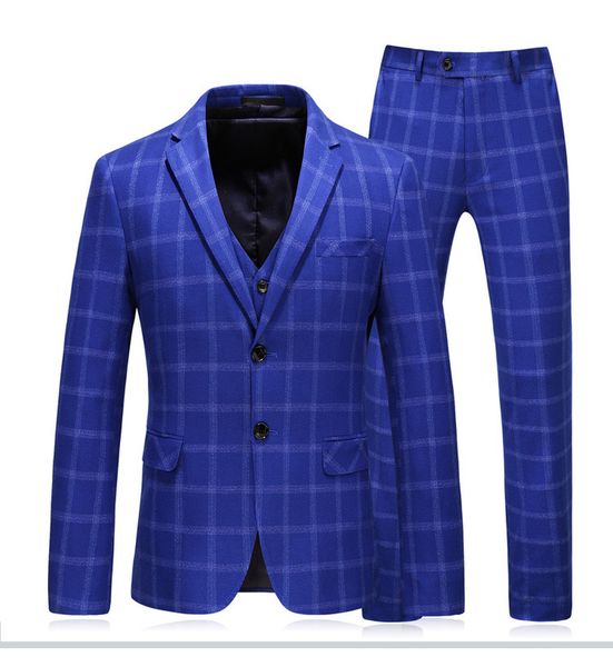 

2019 new style blue wedding suits men casual blazer men's business party good quality prom suits men 3 pieces jacket pants vest, White;black