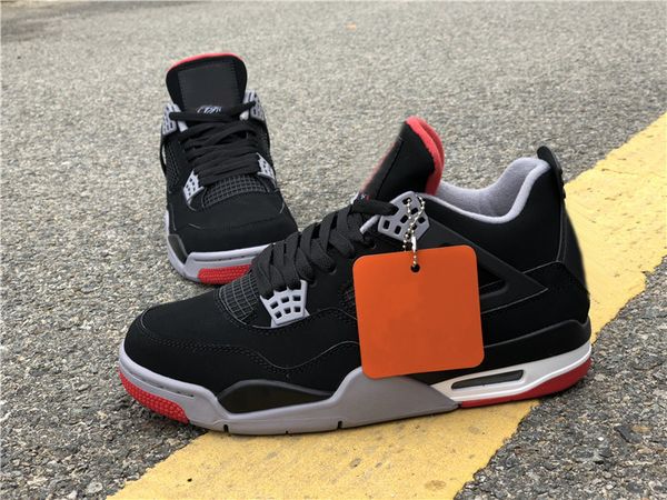 

2019 black men basketball shoes 4s athletic shoes sneakers bred 308497s-060 size7~13 with box