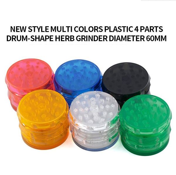 Più nuovo 4 strati 60mm Herb Grinder Colorato plastica Crusher Herbal Spice Grinder Custodia per tabacco per twisty vetro smussato