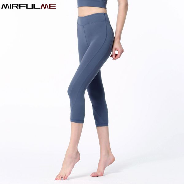 

yoga outfits women sports leggings solid elastic pants 3/4 running capris crop gym sweat tummy control fitness tights sportwear, White;red