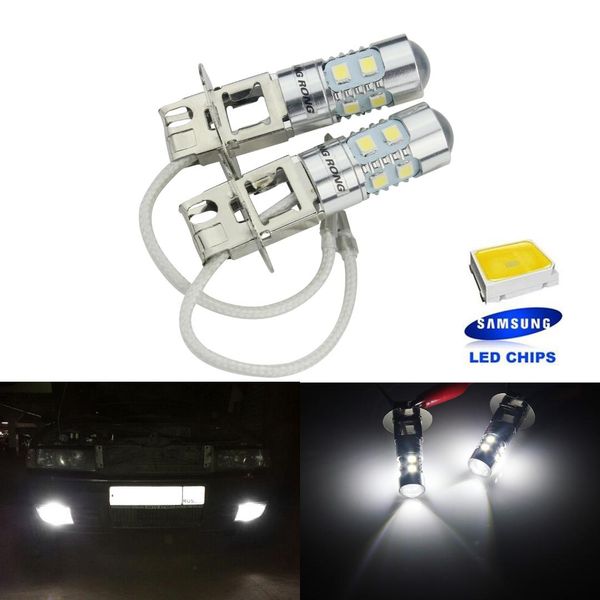 

angrong 2x h3 10 smd samsung super white xenon led headlight fog light bulb lamp motorcycle car led light