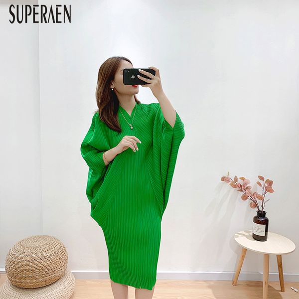 

superaen europe v-neck dress women 2020 summer new fashion casual ladies dress bat sleeve pluz size women clothing, Black;gray