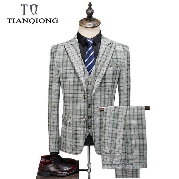 

jacket vest pants suits men british latest coat pant designs slim fit blue plaid wedding dress tuxedos work office dress suits, White;black