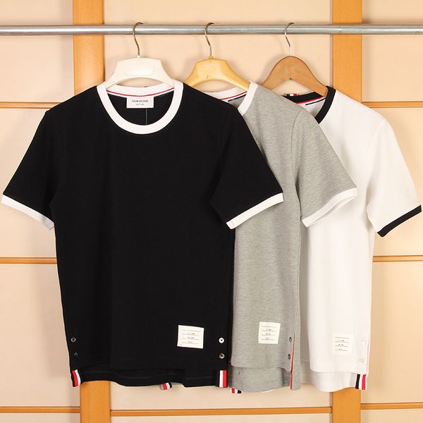 

2020 tb thom brand fashion футболки мужская мода пэчворк o-образным вырезом с короткими рукавами футболки мужские женские летние повседневны, White;black