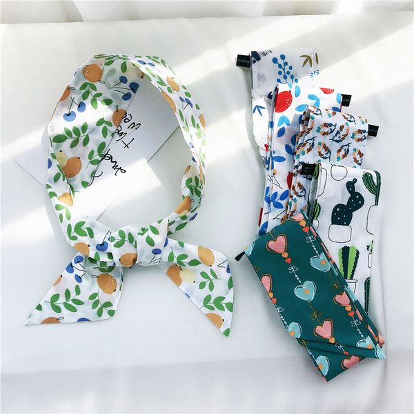 

small silk scarf women's spring and autumn thin long strip fashion temperament neckerchief ribbon head scarf bandana, Black