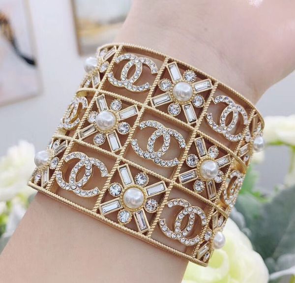 

Tran parent re in part punk bangle with white pearl and diamond for women bangle wedding jewelry gift