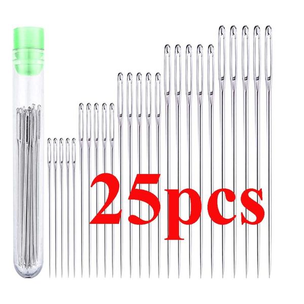 

25pcs stainless steel large eye sewing needles sewing pins set home diy crafts household accessories universal regular, Black