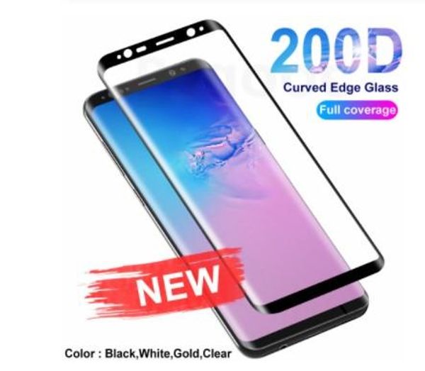 

200d curved edge protective glass on for samsung galaxy s8 s9 s10 plus s10e s7 note 8 9 10 screen protector tempered glass film