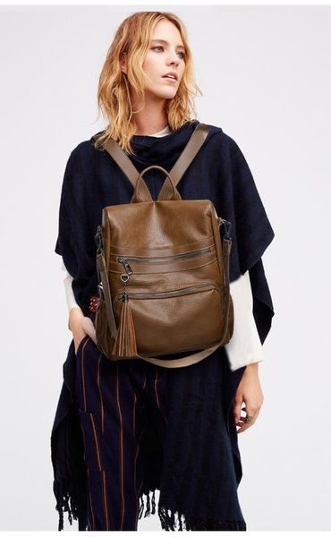 

2020 new backpack ladies casual tassel backpack large capacity fashion women's