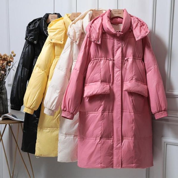 

2020 winter 90% white duck down coat women oversized hooded down jacket warm female long loose parka overcoat r1276, Black