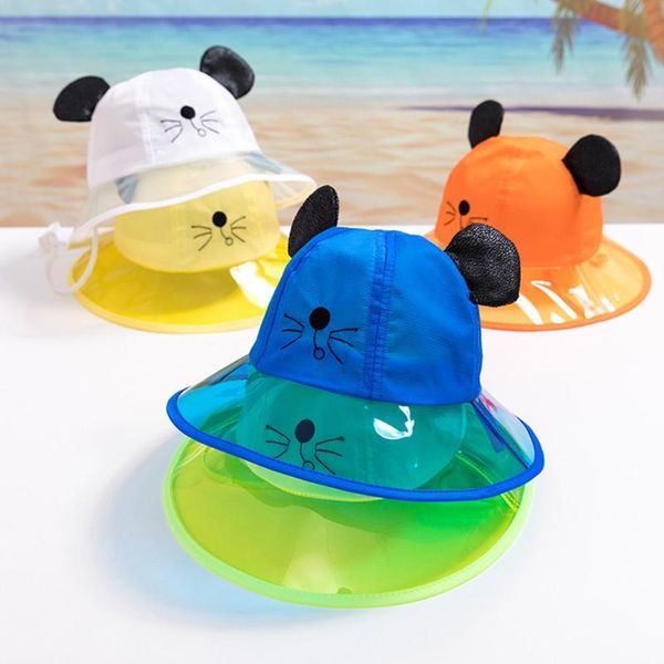 

caps & hats summer hat for kids fisherman cute cartoon bear ear sun children baby boys girls outdoor sunscreen bucket ma6, Yellow