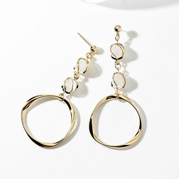 

925 silver needle geometric fashion ear nail design sense earring earclip female simple minority trend light luxury versatile personality, Golden;silver