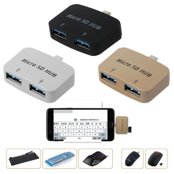 

mini hub micro usb to 2 ports usb 2.0 otg hub adapter for android phone tablet pc