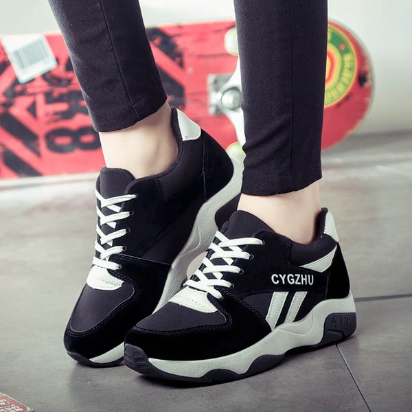 

spring and autumn 2018 student korean version womens sports shoes, Black