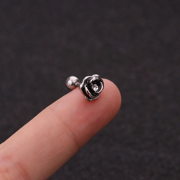 

imixlot 1pc small heart tragus stud cz cartilage helix piercing jewelry ear lobe rook conch screw back earring, Slivery;golden
