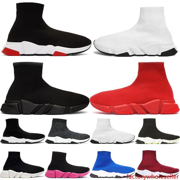 

paris luxury flat sock shoes speed boots casual sneakers black red blue white grey fashion mens women tretch knit designer trainers