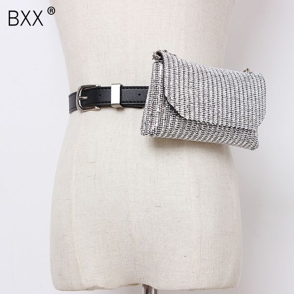 

bxx] women's single shoulder crossbody bag all-match flap 2020 personality rhinestone diamond chain chest waist bag hg635