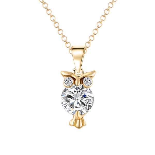 

new fashion gold color chain necklace crystal zircon lovely animal owl pendants silver color necklaces jewelry for women gifts