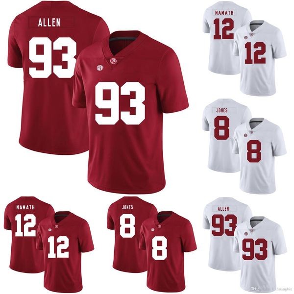 

joe namath stitched men's alabama crimson tide julio jones jonathan allen red white black college football jersey 4xl
