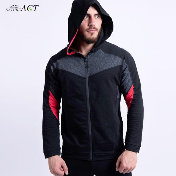 

men sweatshirt zipper hip hop jacket sports fitness running hoody sportswear, Black;red