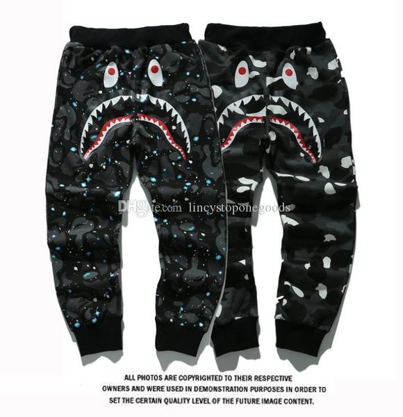 

mens sportswear pants jogger tracksuit causel inner fleece crewneck bird ovo drake black hip hop stusay men shark mouth luminous trousers