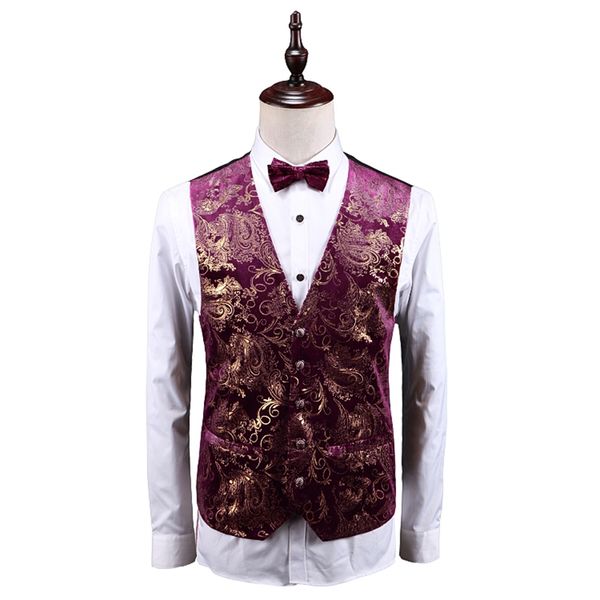 

noble men vest asian size s - 5xl vest men vests waistcoat red & gold, Black;white